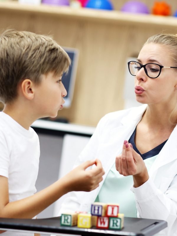 Picture of cute little boy at speech therapist office